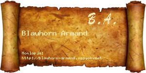 Blauhorn Armand névjegykártya